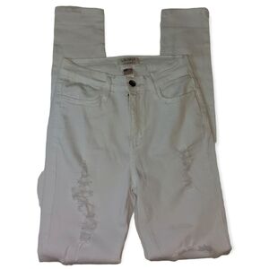 Vibrant MIU Women 5(W26) White Distressed Skinny Stretch Jeans P803